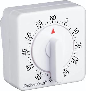 KitchenCraft Wind Up Kitchen Timer, 60 Minutes, White