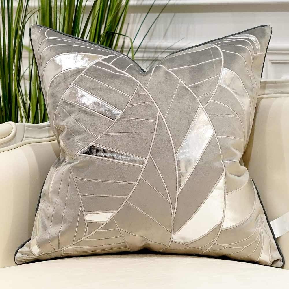 Avigers 20 x 20 Inches Grey Silver Striped Cushion Case Luxury European Throw Pillow Cover Decorative Pillow for Couch Living Room Bedroom Car