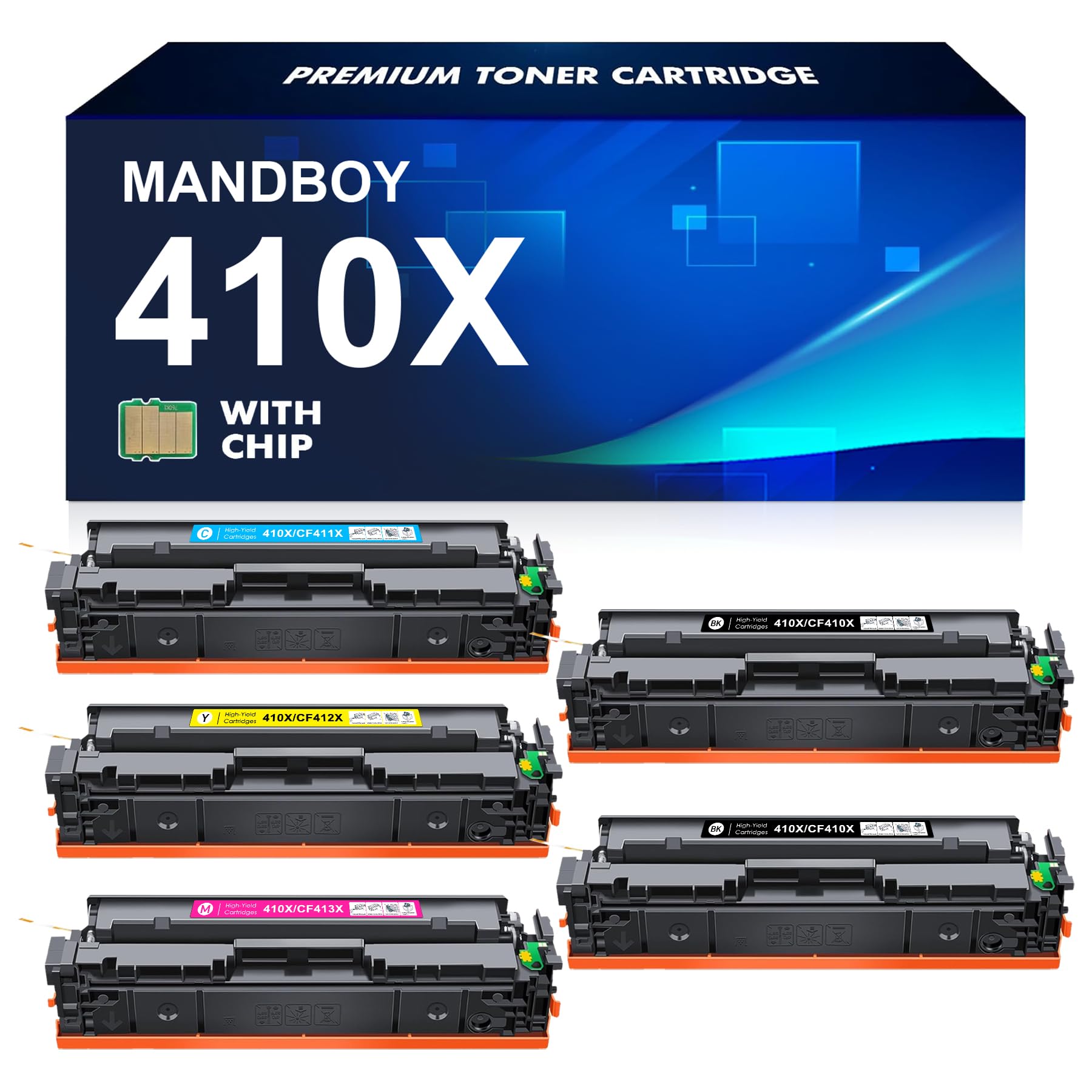 410X Toner Cartridges (with Chip) Replacement for HP 410A 410X to Use with HP Color Laserjet Pro MFP M477fdw M477fdn M477fnw Pro M452dn M452nw M452dw Printery
