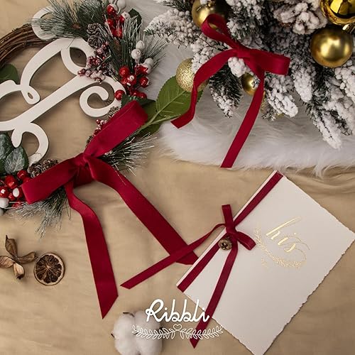 Miniatura 77 de Ribbli Cinta de terciopelo verde polvoriento, doble cara, carrete de 1 pulgada, cinta verde de 10 yardas, uso para adornos de árbol de Navidad