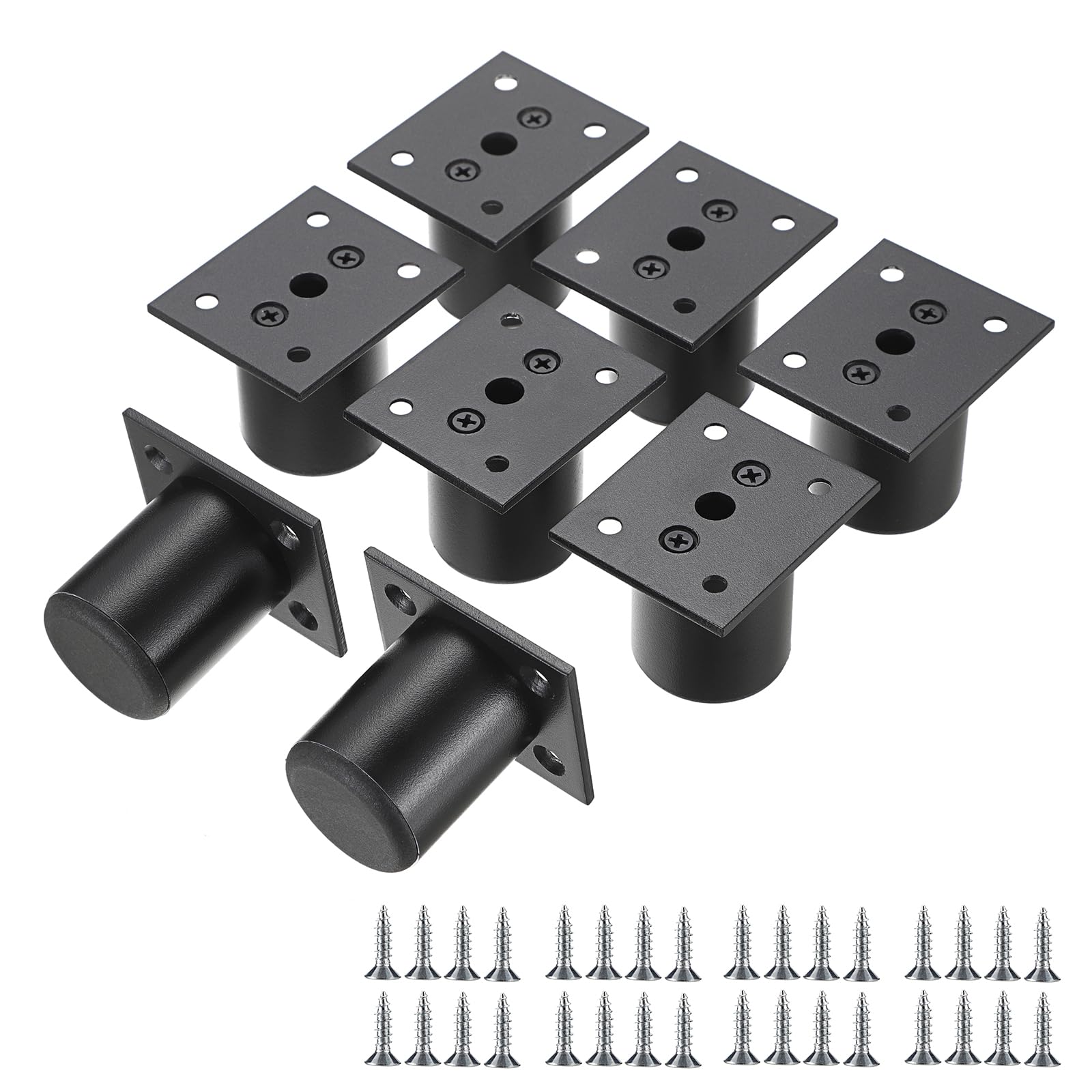 BTSKY 8-Pack 2-Inch Adjustable Furniture Legs – Aluminum Alloy Cabinet Risers, Heavy Duty Table Sofa Chair Desk Lifters, Black Plated