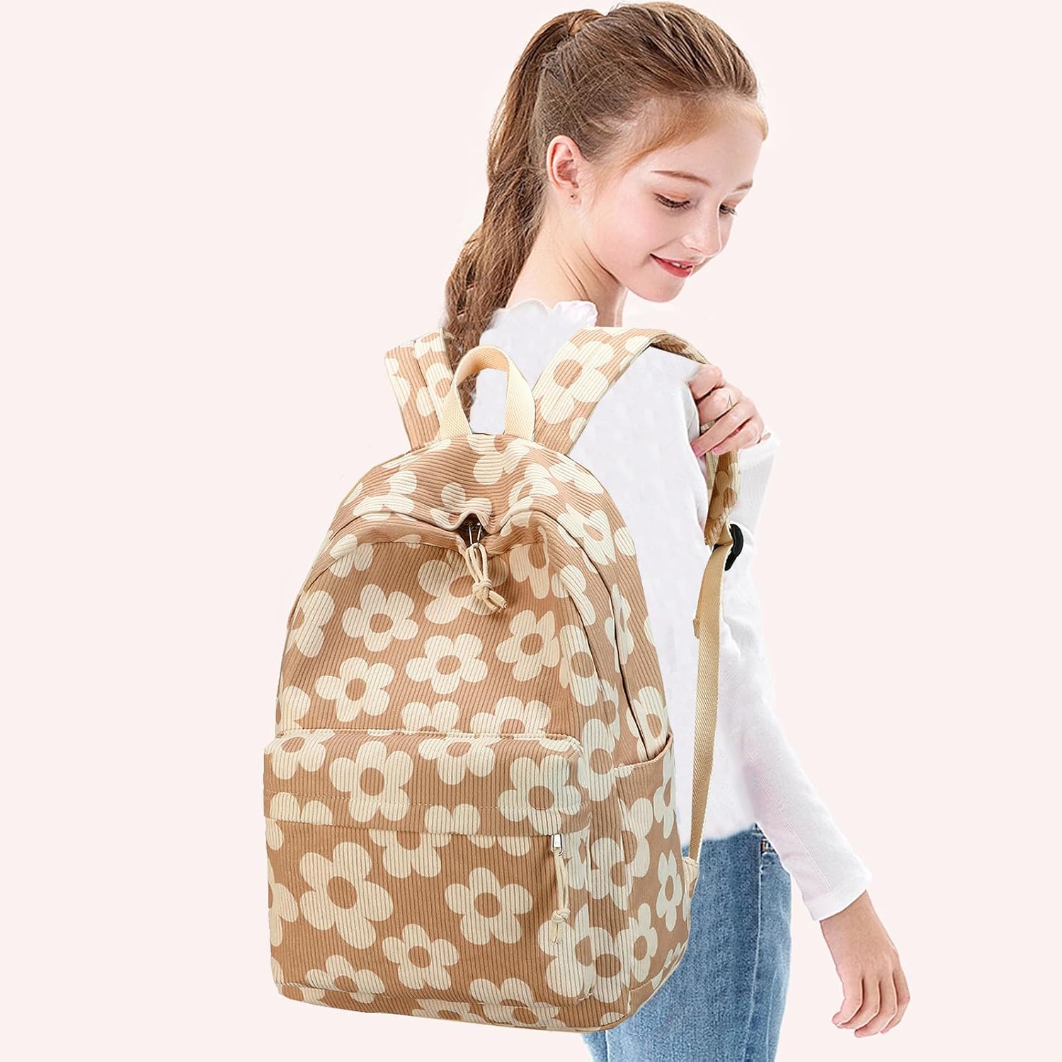  School Backpack for Teen Girls Bookbags Elementary High School Corduroy Laptop Bags Women Travel Daypacks thumbnail