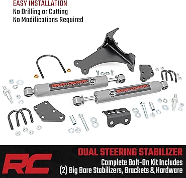 Rough Country N3 Dual Steering Stabilizer for 05-24 Ford Super Duty - 8749130