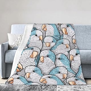 Blue Quaker Parrots Luxuriously Soft Flannel Throw Blanket - ​ ​Reversible Lightweight Blanket​ for Bed, Couch, Travel | ​Hypoallergenic, ​Warm Yet Breathable60 X50