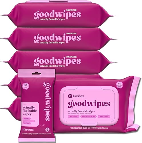 Miniatura 1 de goodwipes Toallitas desechables para glúteos  Vitamina E y aloe  Seguro para alcantarillado y séptico  Toallitas húmedas extragrandes para adultos
