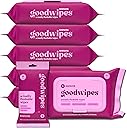 goodwipes Flushable Butt Wipes - Vitamin E & Aloe - Sewer & Septic Safe - Extra Large Adult Wet Wipes For Women & Men - Bathroom Essentials - Rosewater, 318 Count (6 Packs + 1 Travel)