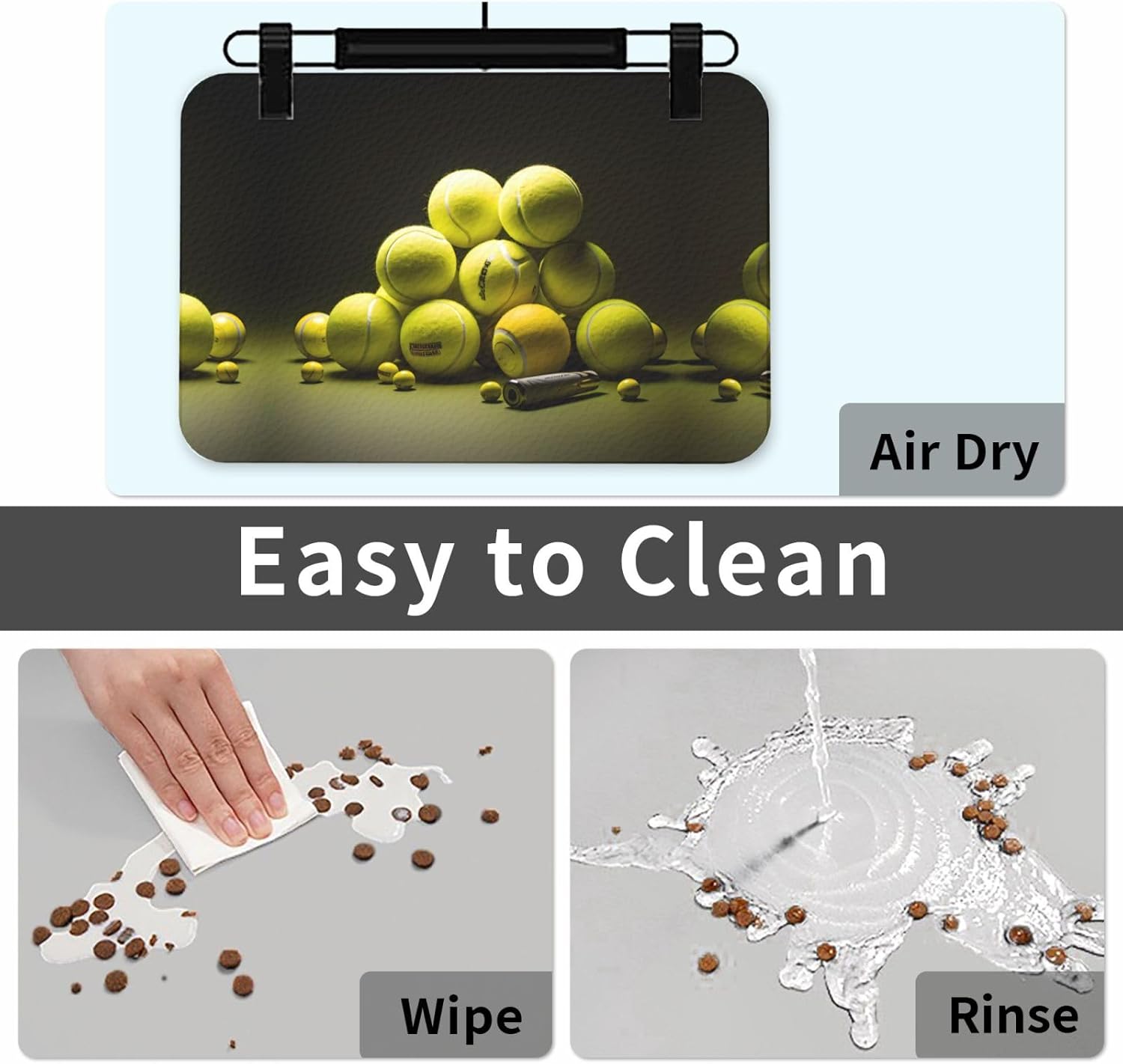 30x45cm Tennis Diagram Print Pet Absorbent Feeding Mat - Quick Dry Food Pad/Leather Placemat, for Dog Cat Food Bowl Water