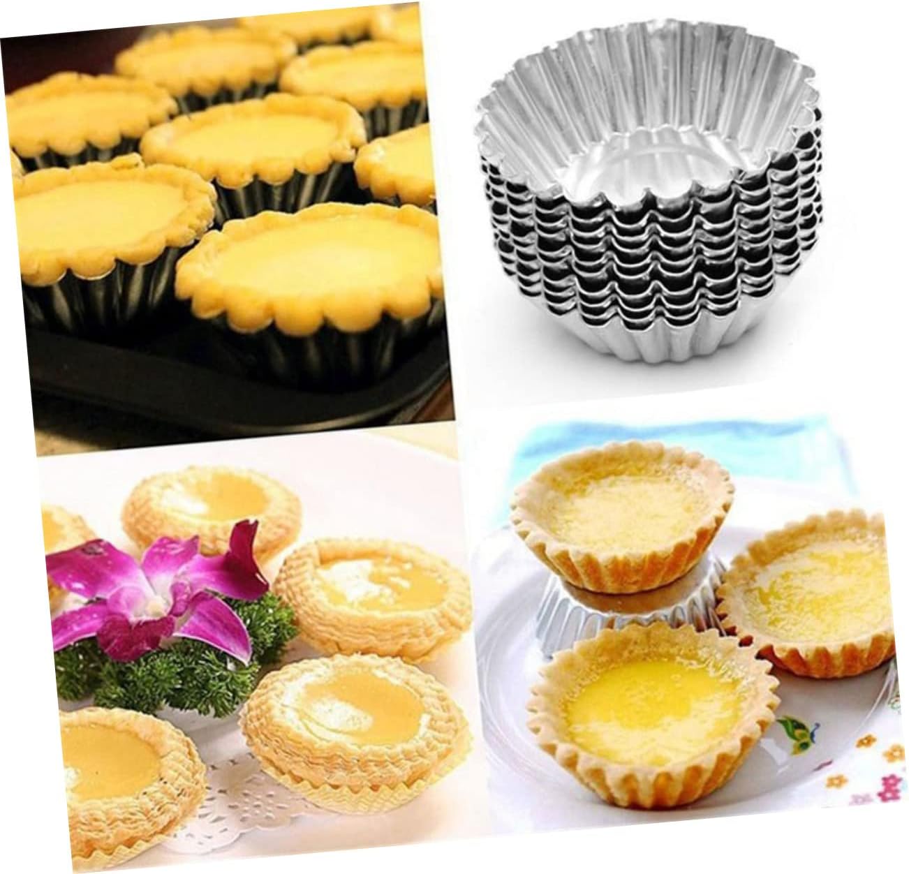 Garneck 100pcs Nonstick Tart Molds Tinplate Baking Cups for Muffins and Desserts Easy Bakeware for Pies and Tarts