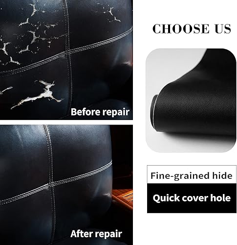 Miniatura 4 de Lifeshoon Parche de reparación de cuero, reparación autoadhesiva de 17 x 79 pulgadas, cinta grande para sofás, muebles, asientos de automóvil,