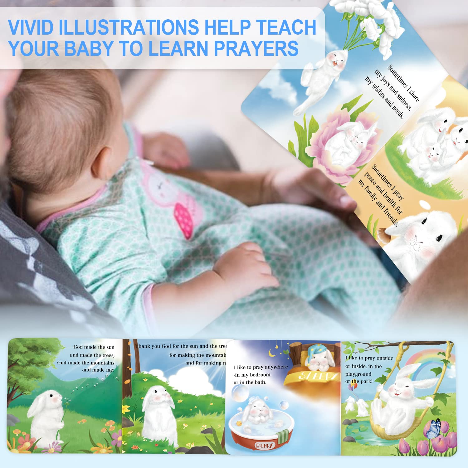 Baptism Gifts for Boys, Baby Boy Christening Gifts, Baby Gift Newborn, Easter Gift Set, Includes 9" Praying Bunny, Prayer Book, Picture Frame, Cross, Greeting Card in Keepsake Box - Blue : Baby