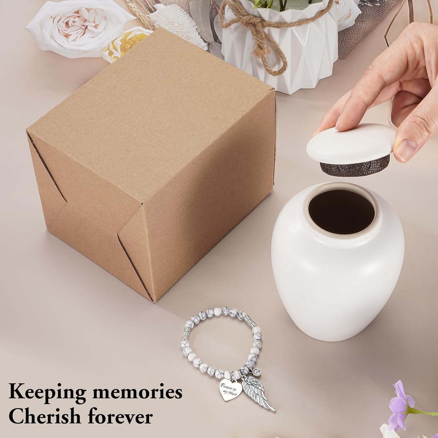 SOITIS Customized Urn for Human Ashes Keepsake- 4.8 Inches Black Ceramic Urn Ashes Keepsake, Medium Memorial Holder Decorative Urn, Funeral Cremation Urns for Women Men - Image 5