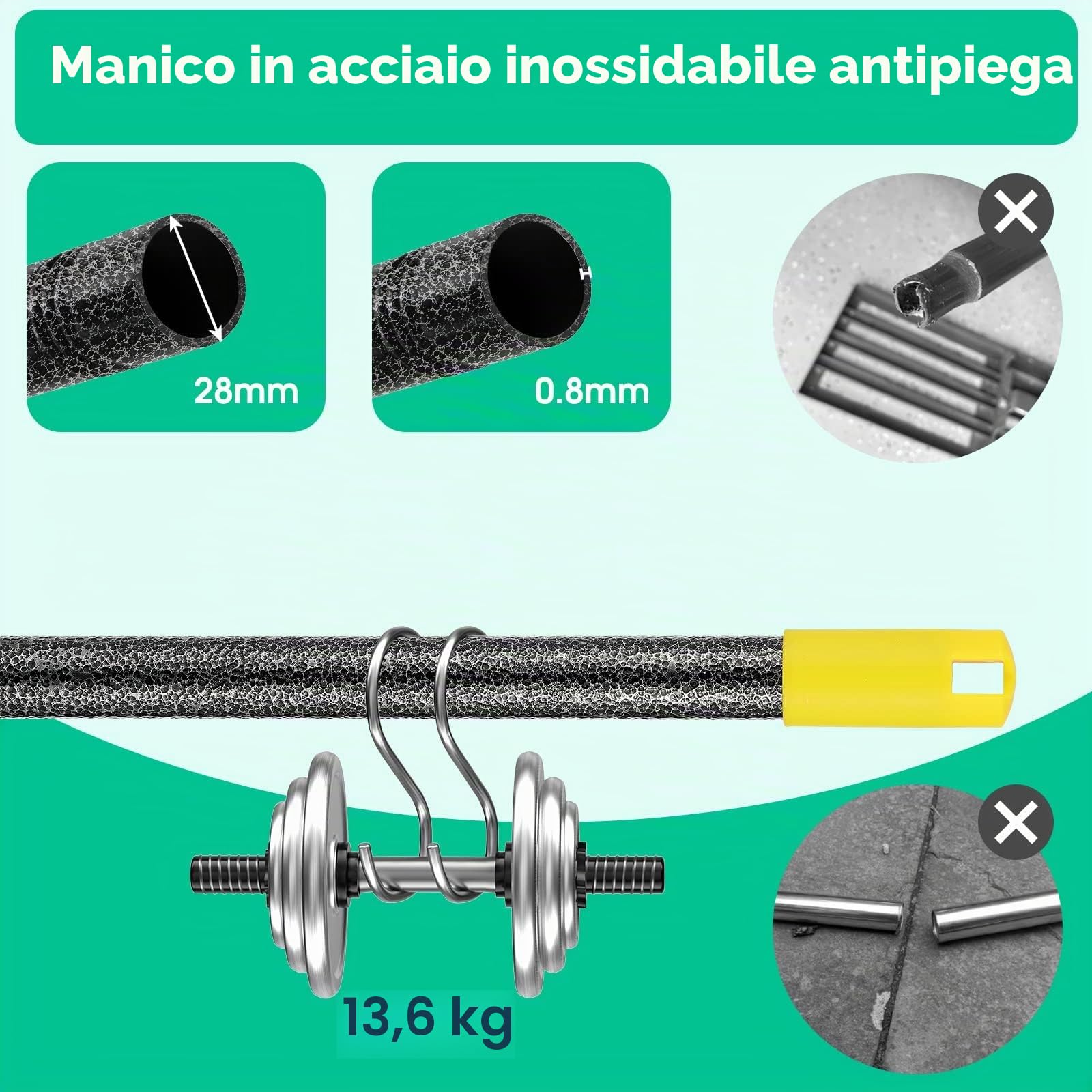 Rastrello per livellamento da prato in metallo, 182 cm, per il golf, il giardino, la superficie, in acciaio inossidabile, 43 x 25 cm (182 cm)