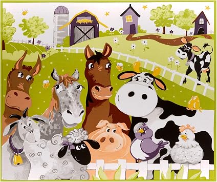 Susybee Barnyard Buddies PlayMat 36" Panel Lime, Fabric by the Yard