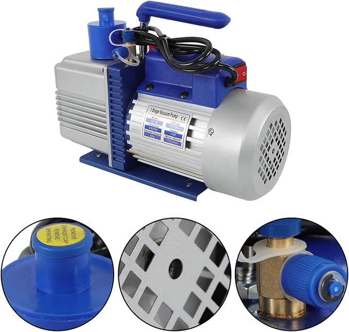 Bomba de vacío 1 HP 110V 9.6 CFM para sistemas R12 R22 R134a R410a miniatura 3