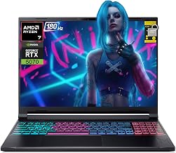 Acer Nitro V Slim Gaming AI Laptop 16" WQXGA (2560x1600) IPS 180Hz AMD 8-core Ryzen 7 260 (>i7-13700H) 16GB RAM 512GB SSD GeForce RTX 5070 (Up to 798 AI Tops) RGB Backlit Win11 ICP Hub