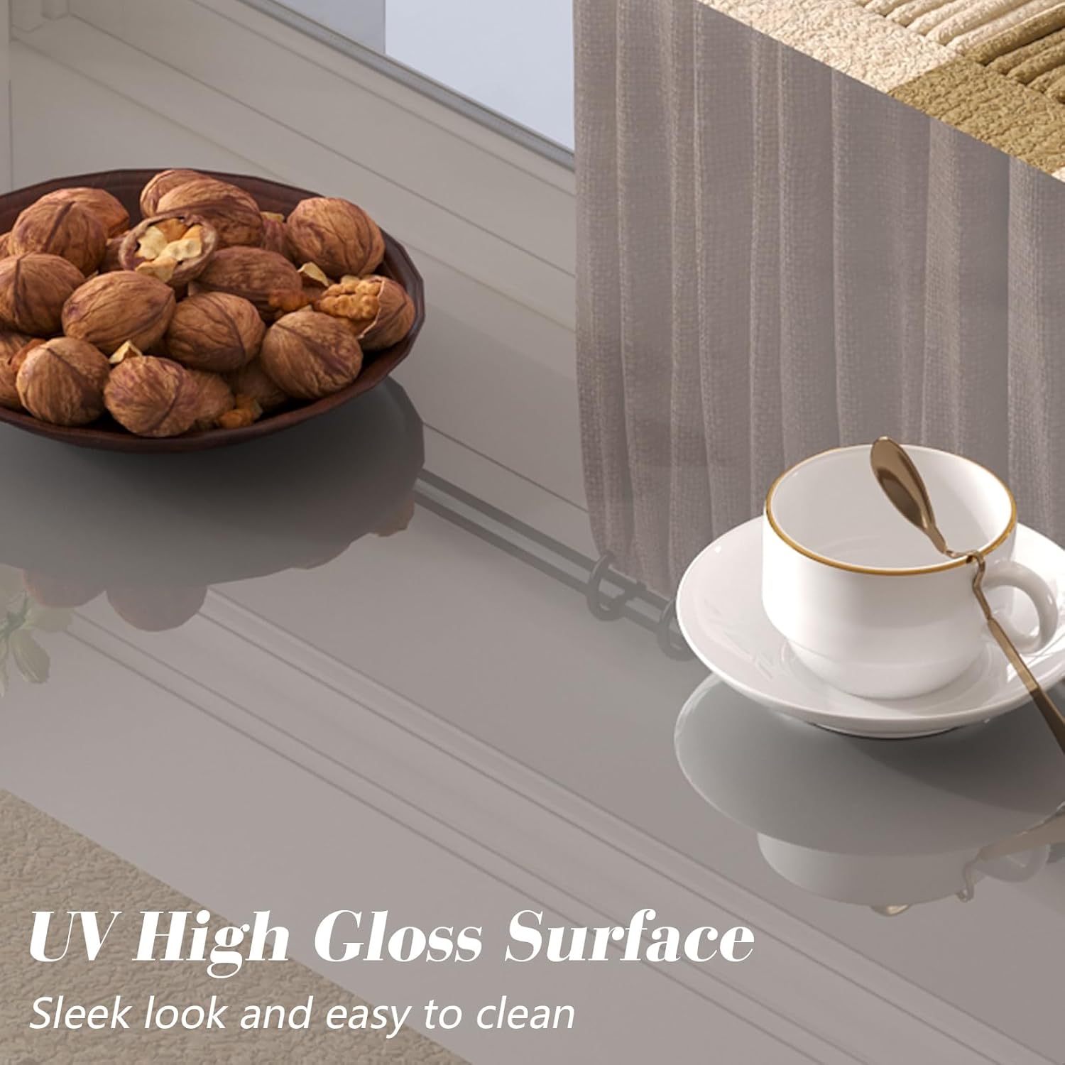 Nightstand Set of 2 with Charging Station and LED Light, Modern Side Table with 2 Drawers and Open Storage Shelf, End Table for Bedroom, Grey