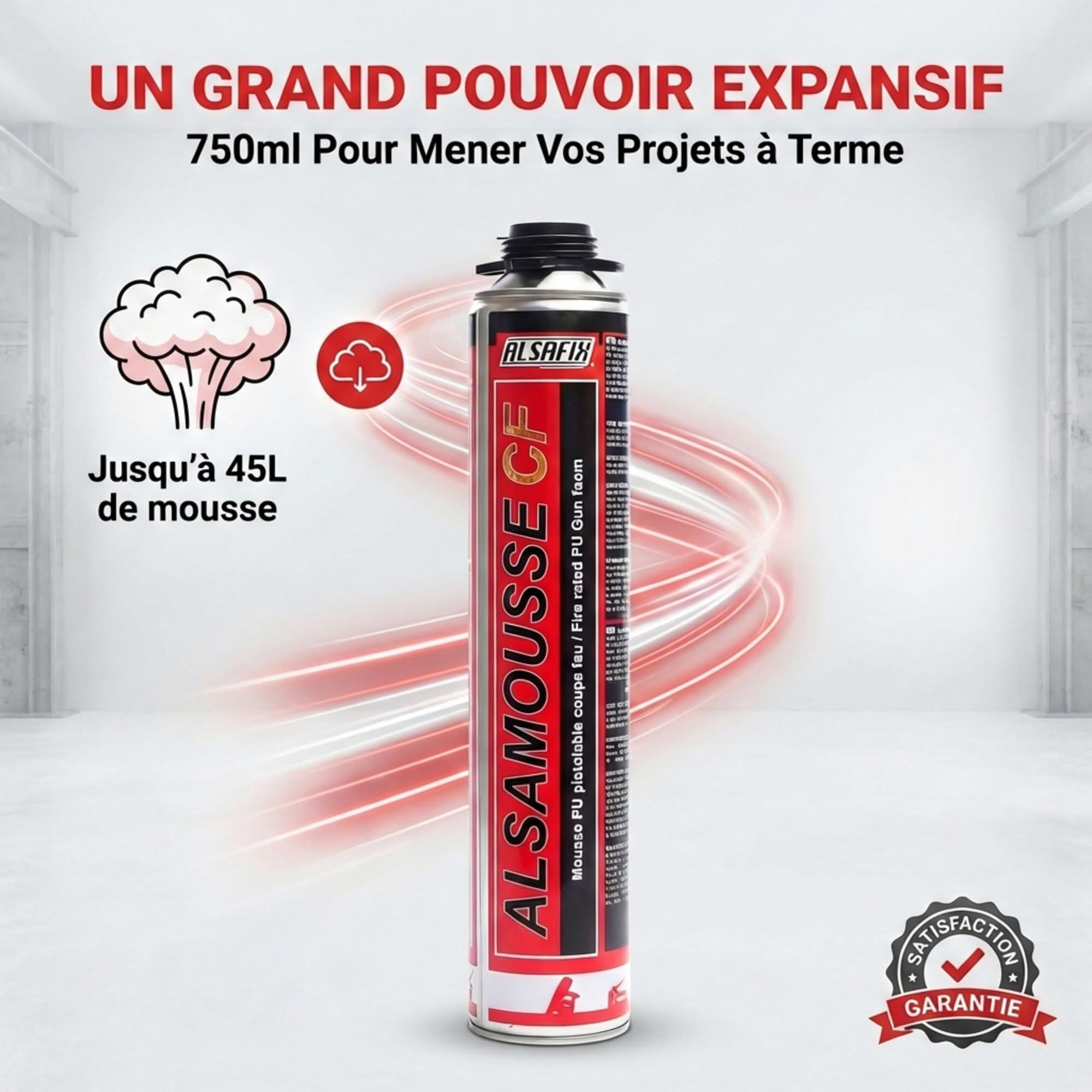 Alsafix - Mousse polyuréthane pistolable ALSAMOUSSE CF B1 coupe feu 750 ml - PO08137 - Alsafix