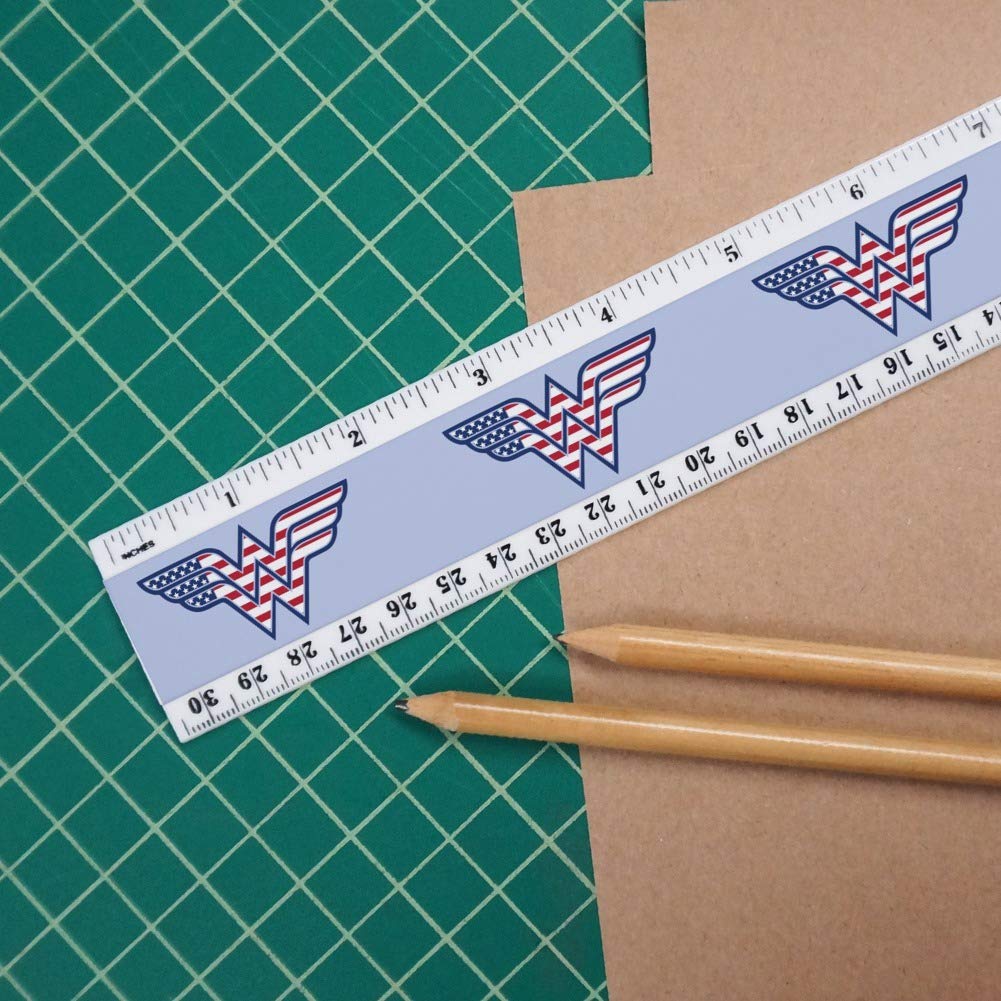 Wonder Woman USA American Flag Logo 12 Inch Standard and Metric Plastic Ruler - Image 3