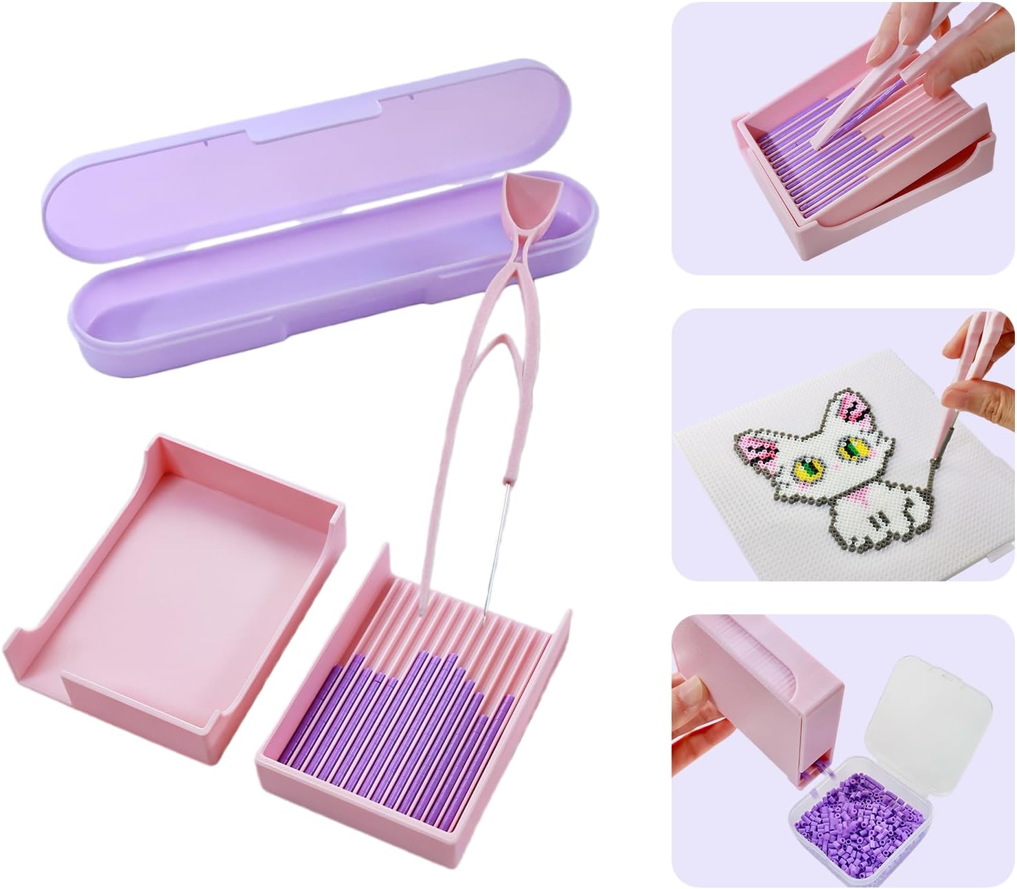 2.6mm Fuse Bead Single Needle Tweezer & Aligner Tray Kit, Efficient Iron Bead Sorting Tools with Effortless Beads Recovery, Birthday Easter Gifts for Women