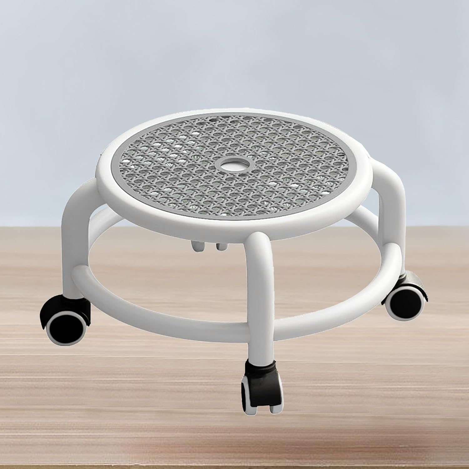 Low Roller Seat,Heavy Duty Round Rolling Stool Comfortable Movable Mini Step Stool Universal Swivel Caster Wheels for Home Office Garage Shop (Gray)