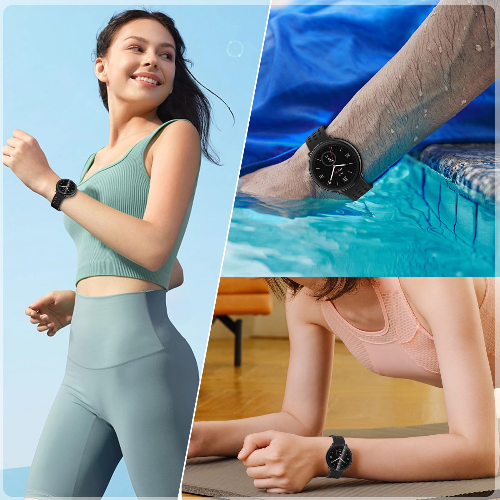 ELYCO Custodia PC + Vetro Temperato Per Amazfit Active 2, 2 Pezzi, Ultra Sottile, Antiurto, Trasparente E Nero