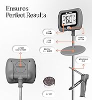 Vista 9 de Termómetro digital de dulces con clip para olla, sonda de acero inoxidable de 10 pulgadas de largo, termómetro de cocina de lectura instantánea