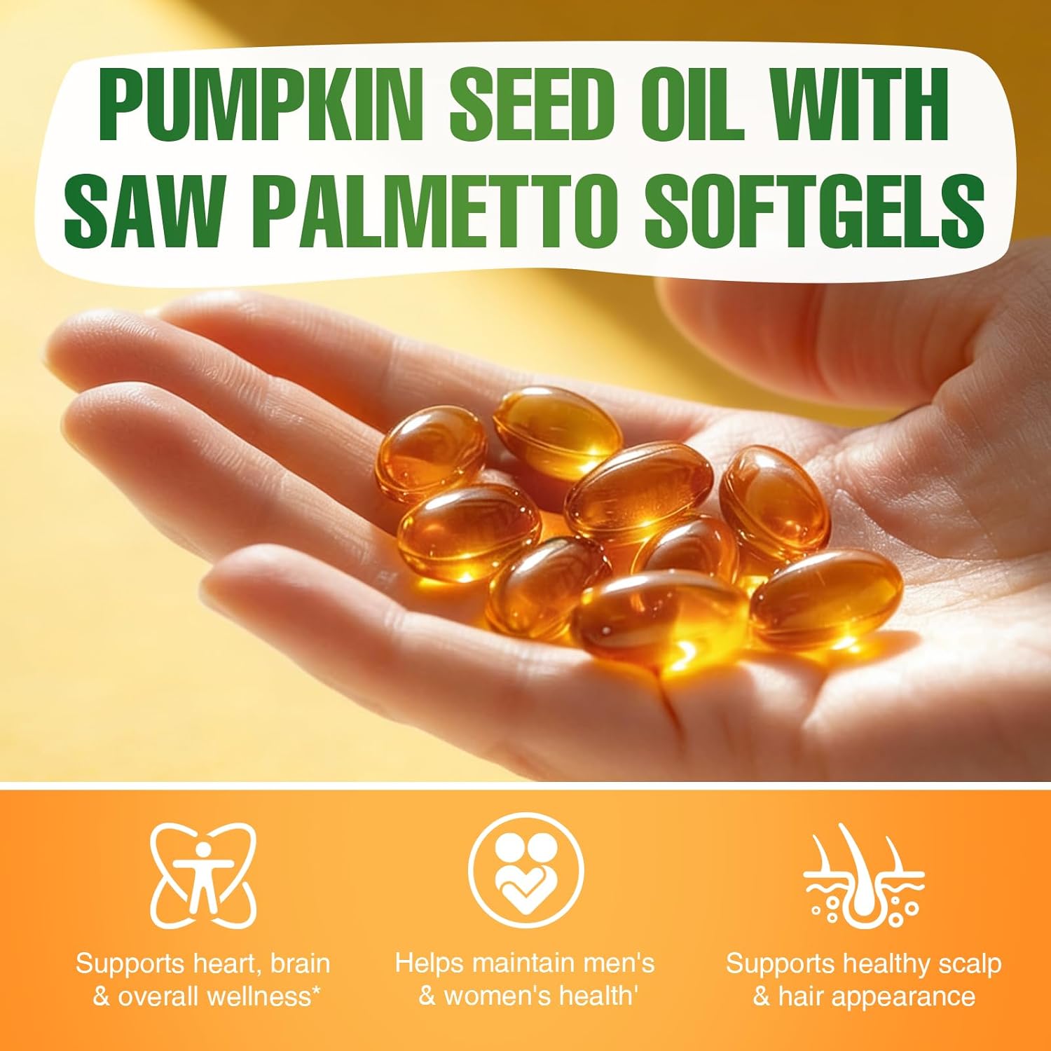 Pumpkin Seed Oil Capsules - Saw Palmetto Pumpkin Seed Oil 300 Softgels Prostate Health, Immune and Urinary Tract Support Promotes Hair Growth - Pure Non GMO