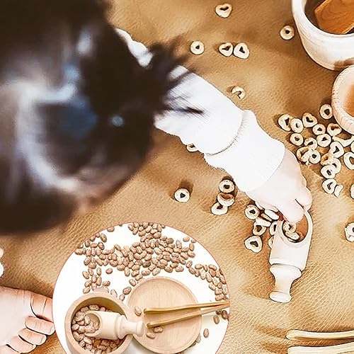 Miniatura 7 de Yowlieu 10 piezas de herramientas de contenedor sensorial de madera para niños pequeños y niños en edad preescolar, juguetes sensoriales de madera