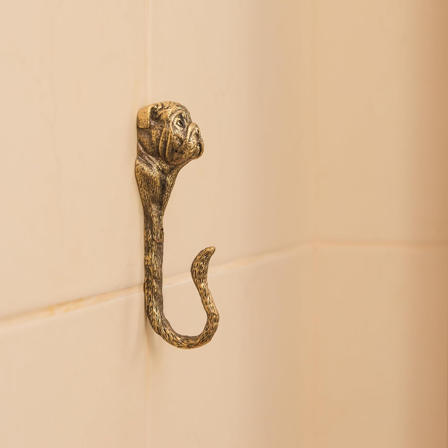 English Bulldog Dog Brass Hanger Holders Storage Racks. Handcraft Hooks for Hanging Coats Towels Keys Hats Purse Backpacks. Unique Design Gift