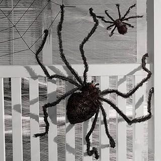 ハロウィン ジャイアントスパイダー、3.0フィート 大型 折りたたみ式 クモ フェイクヘアリースパイダー 怖いデコレーション ハロウィン クモ 屋外 庭 (D_75CM)