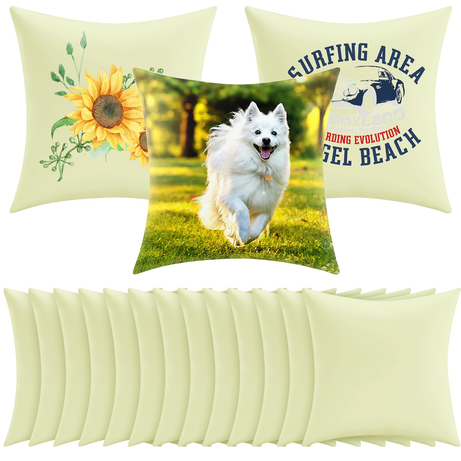 16 Pack Beige Sublimation Cushion Covers, 45 x 45 cm, Blank, for Heat Press