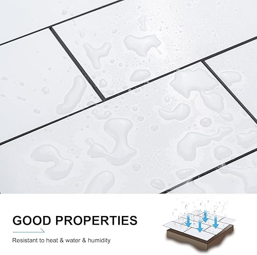 Miniatura 3 de V-MOZZA 104 piezas de azulejos de pared para despegar y pegar, 3 x 6 pulgadas, azulejos de PVC para pared de metro, para cocina, chimenea, baño