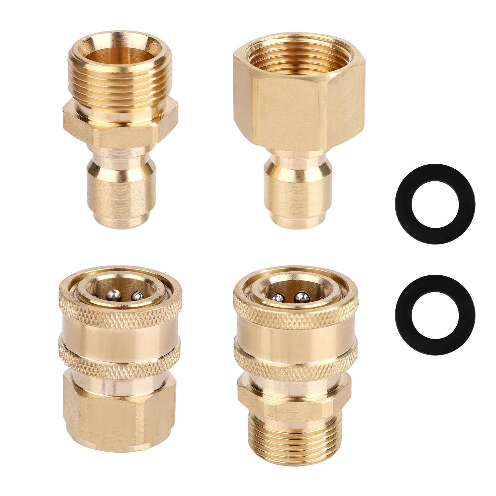 NQEUEPN 8pcs M22-15mm to 1/4in Pressure Washer Adapter Set, Power Washer Adapter to 1/4in Fast Connect & Quick Disconnect Pressure Washers Fast Connect Kit for Power Washers Hose Pump 5000 PSI