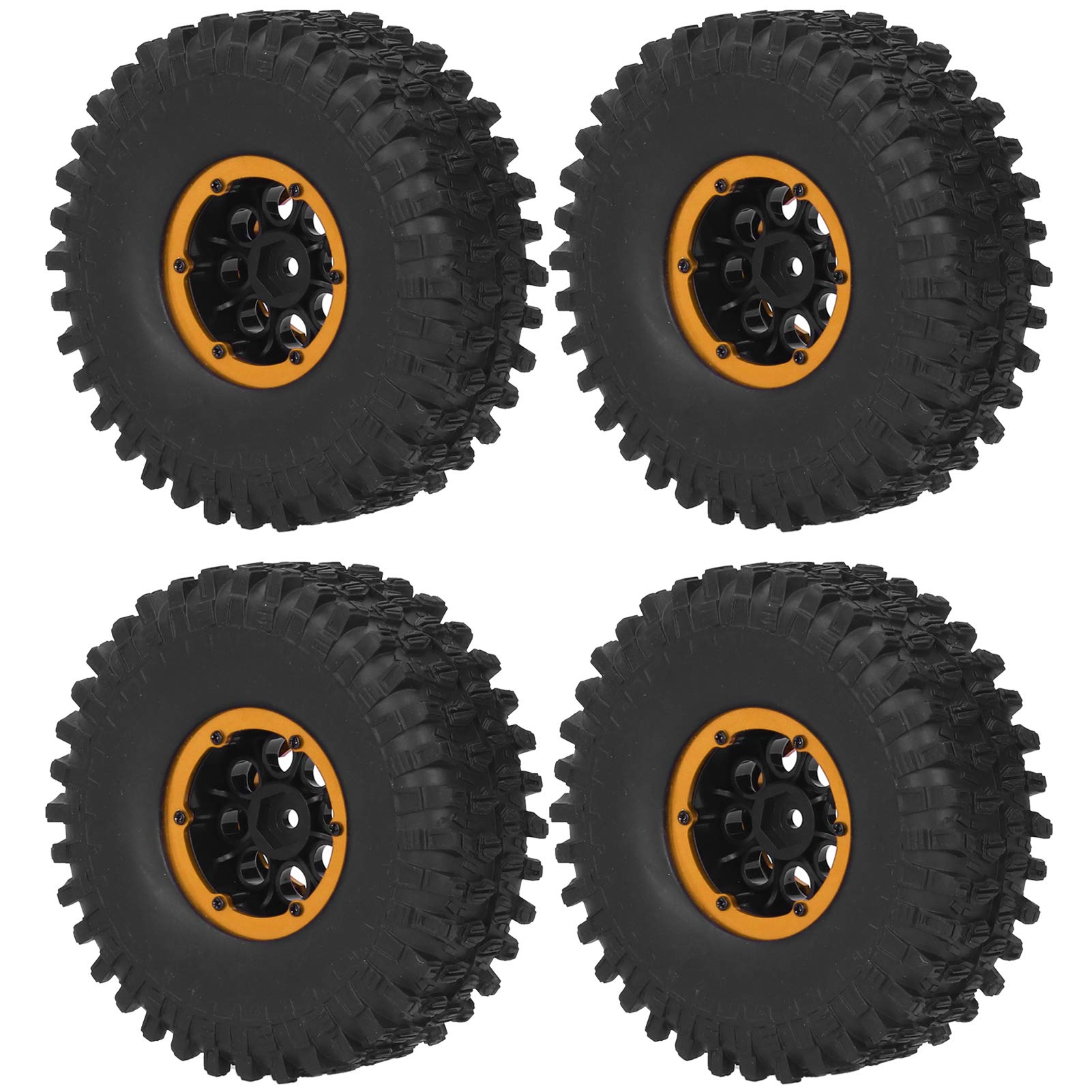 VGEBY 1/10 RC-Räder und -Reifen 1,9-Zoll-aufblasbares Ferngesteuertes Modell, Kompatibel mit Kletterwagen, 4-teilige RC-Rennreifen für SCX10 TRX4-ReifenRäder und Reifen(Orange)