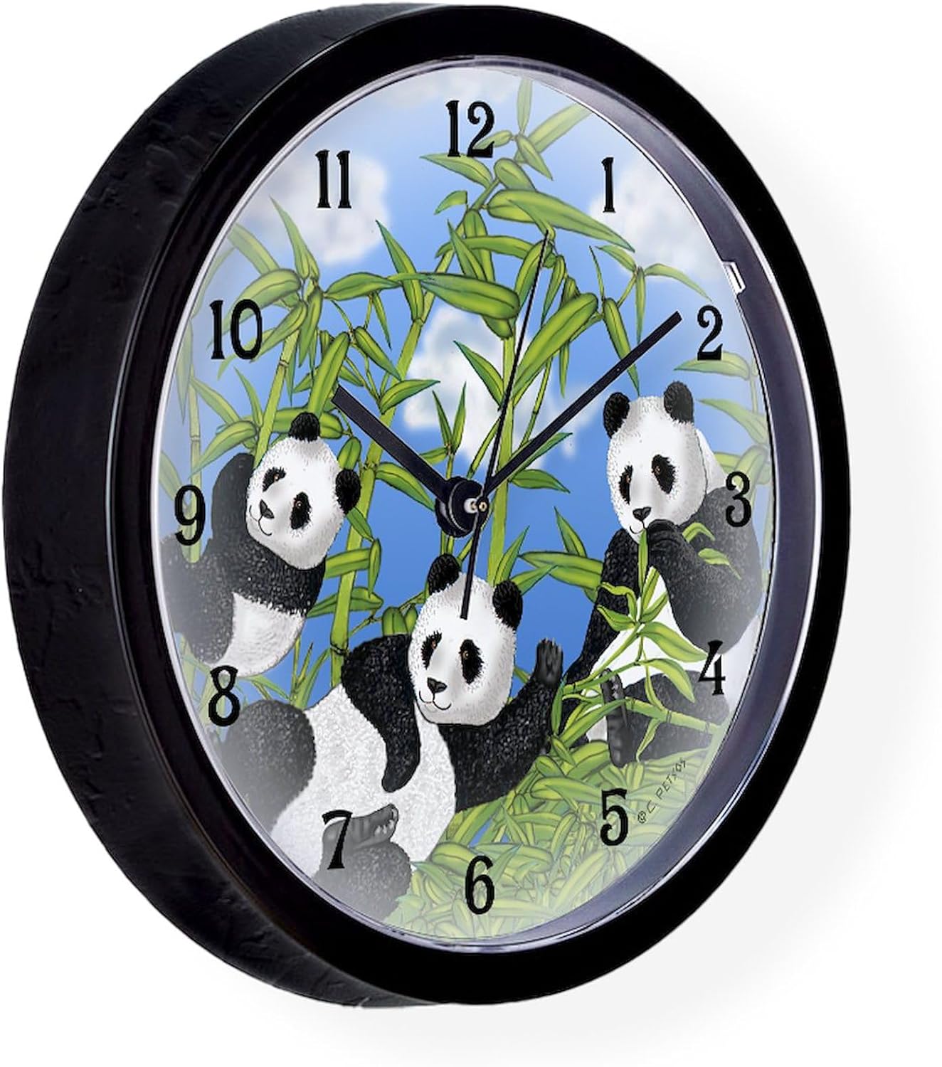 CafePress Panda Bears 10" Wall Clock for Livingroom, Kitchen, or Office