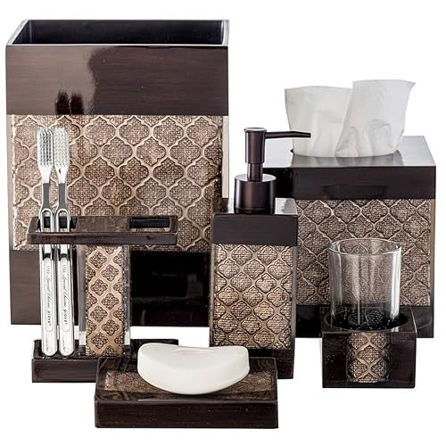 Miniatura 3 de Dahlia - Cubo de basura marrón de 1.98 galones (7.5 litros), cesta de basura pequeña para baño, duradero, apto para el espacio, papelera decorativa