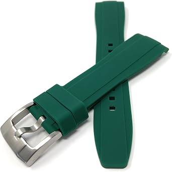 Bandini Silicone Watch Bands - Curved End - Soft Rubber Replacement Watch Straps - Waterproof - Stainless Steel Buckle - Many Colors - 18mm, 20mm, 22mm