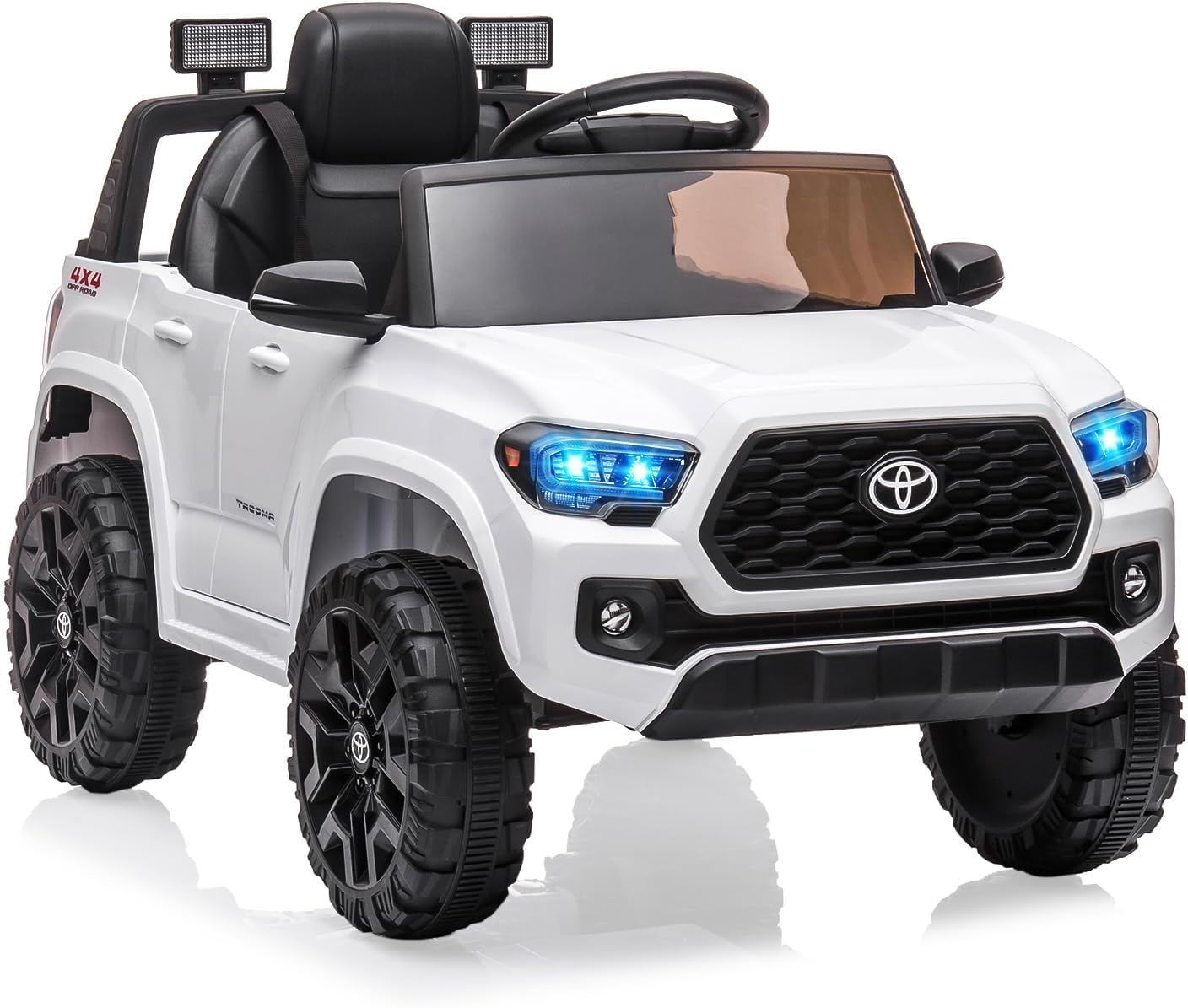 Lizenziertes Toyota 12V Kinder Elektroauto – Mit Fernbedienung, Sicherheitsgurt, sanftem Start, LED-Beleuchtung, Federung – Elektrisches Kinderfahrzeug ab 3 Jahre – Farbe: Weiß