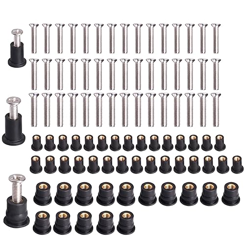 Miniatura 7 de WEDAMER 45 pares de tuercas de neopreno M4 M5 M6 con tornillo de acero inoxidable, tuercas de goma M5, pernos de cobre, kit de tuercas de pozo para