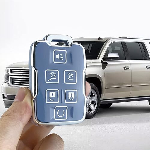 Miniatura 4 de Yuebutor Funda para llavero compatible con Chevy Silverado 1500 2500HD 3500HD Tahoe Suburban Colorado Canyon GMC Sierra Yukon Accesorios Protector