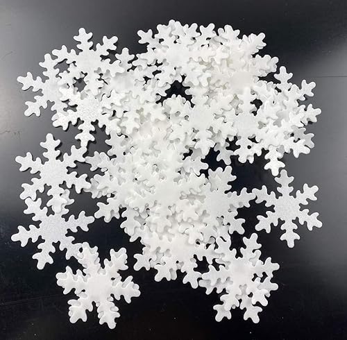 Miniatura 2 de Copos de nieve comestibles de Navidad, decoración de cupcakes blancos con caja de plástico, paquete para Navidad, fiesta temática congelada de