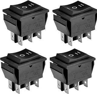 Juego de 4 interruptores de encendido/apagado, 6 puntos finales, 16 A, 250 VAC, color negro