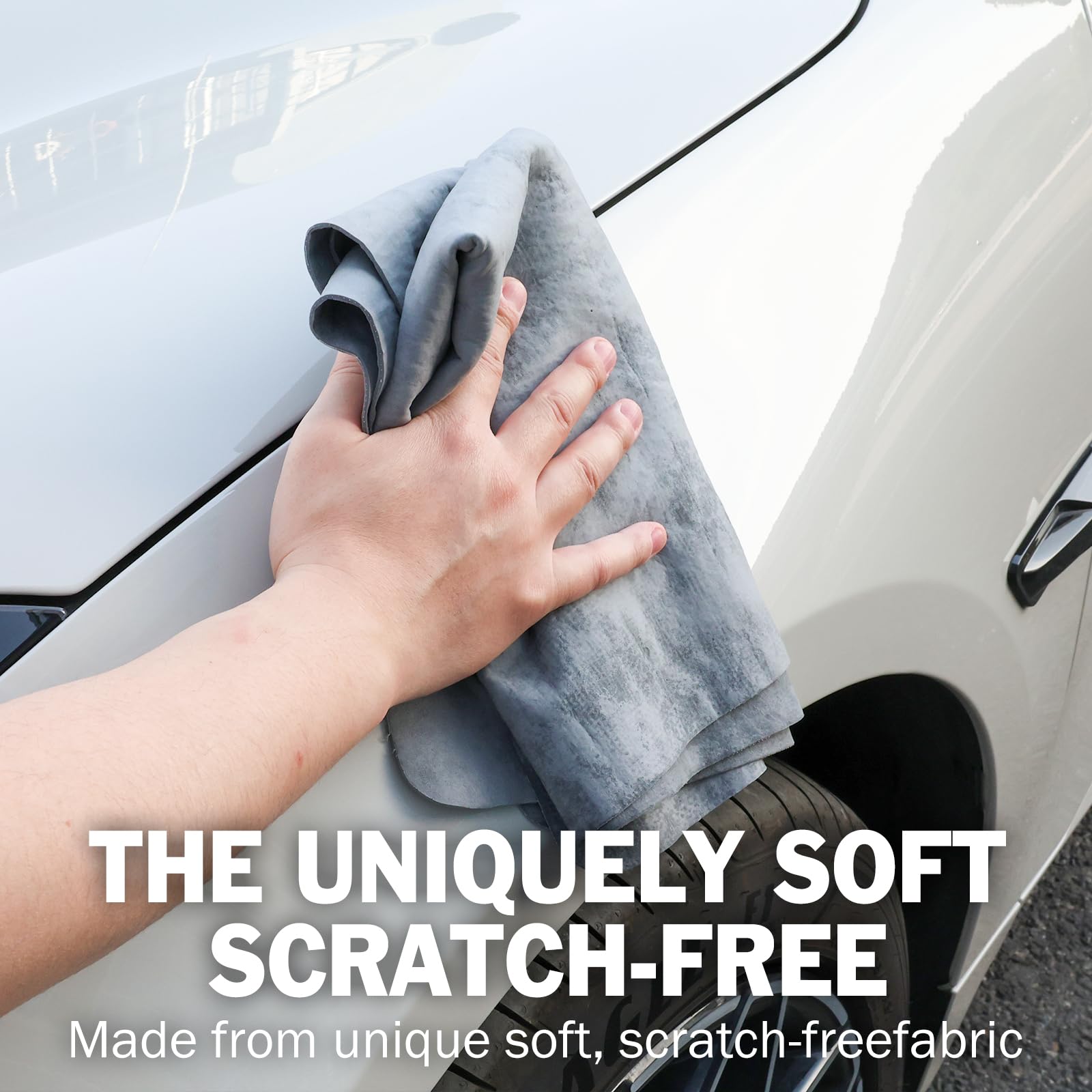 Paquete de 6 paños de gamuza prémium para secado de automóviles, toalla de secado de coche reutilizable, toalla de gamuza súper absorbente para coche