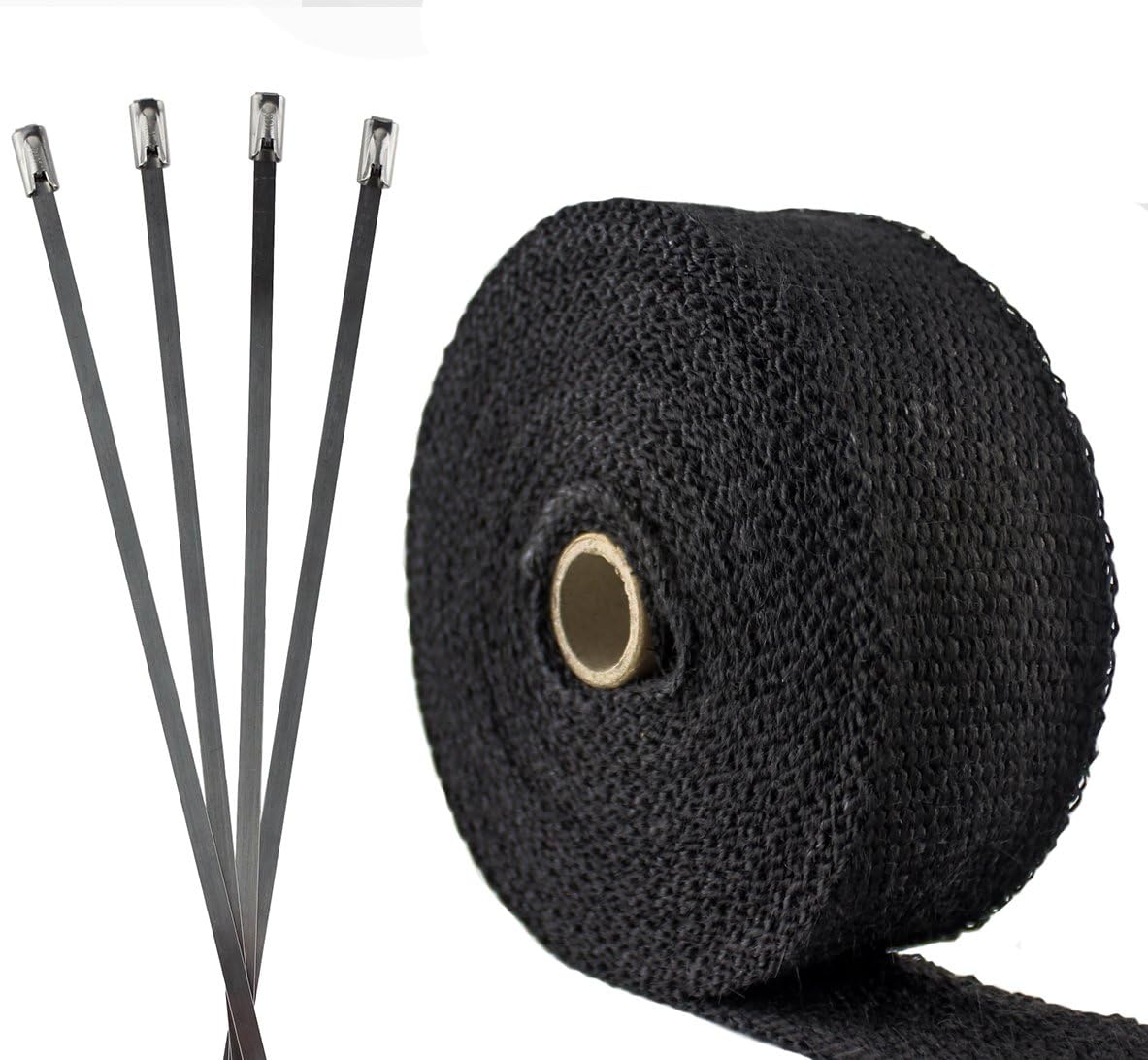 JCP Heat-Resistant Header and Exhaust Pipe-Wrap Kit (Black, 2" Wide - 25ft)