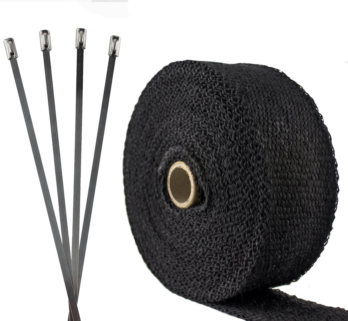 JCP Heat-Resistant Header and Exhaust Pipe-Wrap Kit (Black, 2" Wide - 25ft)