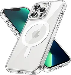 JETech Capa Magnética para iPhone 13 Pro Max 6,7 Polegadas Compatível com o Carregamento sem fio MagSafe, Case para Celular à Prova de Choque, Capinha Parte Traseira Claro Anti-Riscos (Claro)