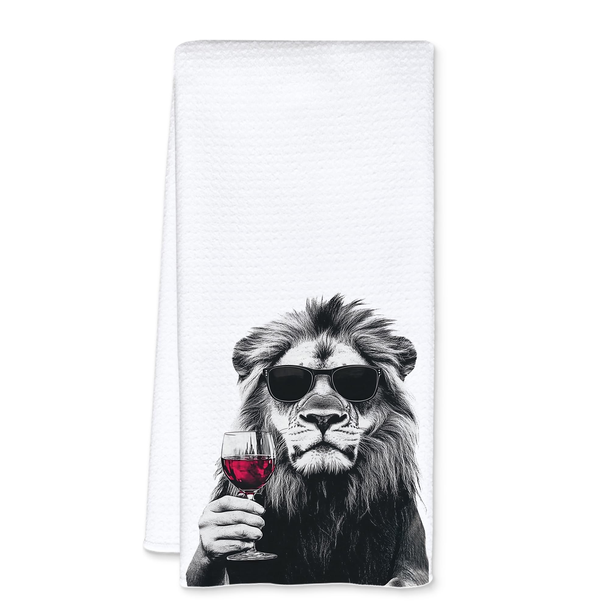 Funny Lion Kitchen Towels, Lion Lover Gifts Dish Tea Towels for Home Bar Kitchen, Wine Lover Gifts, Funny Hand Towels for Bathroom,16x24 Inch