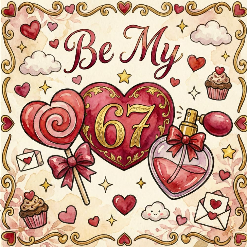 Be My 67 Meme Valentine's Day Coloring Book For Kids: A Cute Valentine’s Day With Six Seven Meme Coloring Book with Simple Kawaii Designs for All Ages (The 67 Valentine Coloring Books Series)