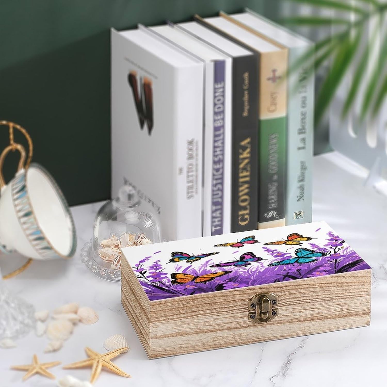 Colorful Butterflies Wooden Storage Box Vintage Jewelry Box image 4