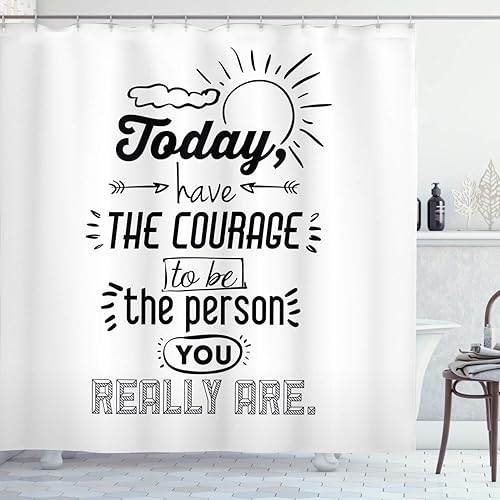 Miniatura 23 de Ambesonne Cortina de ducha amarilla, inspirada en pícnic, temática de los años 50, 60 y 70, estampado de lunares retro, juego de decoración de baño